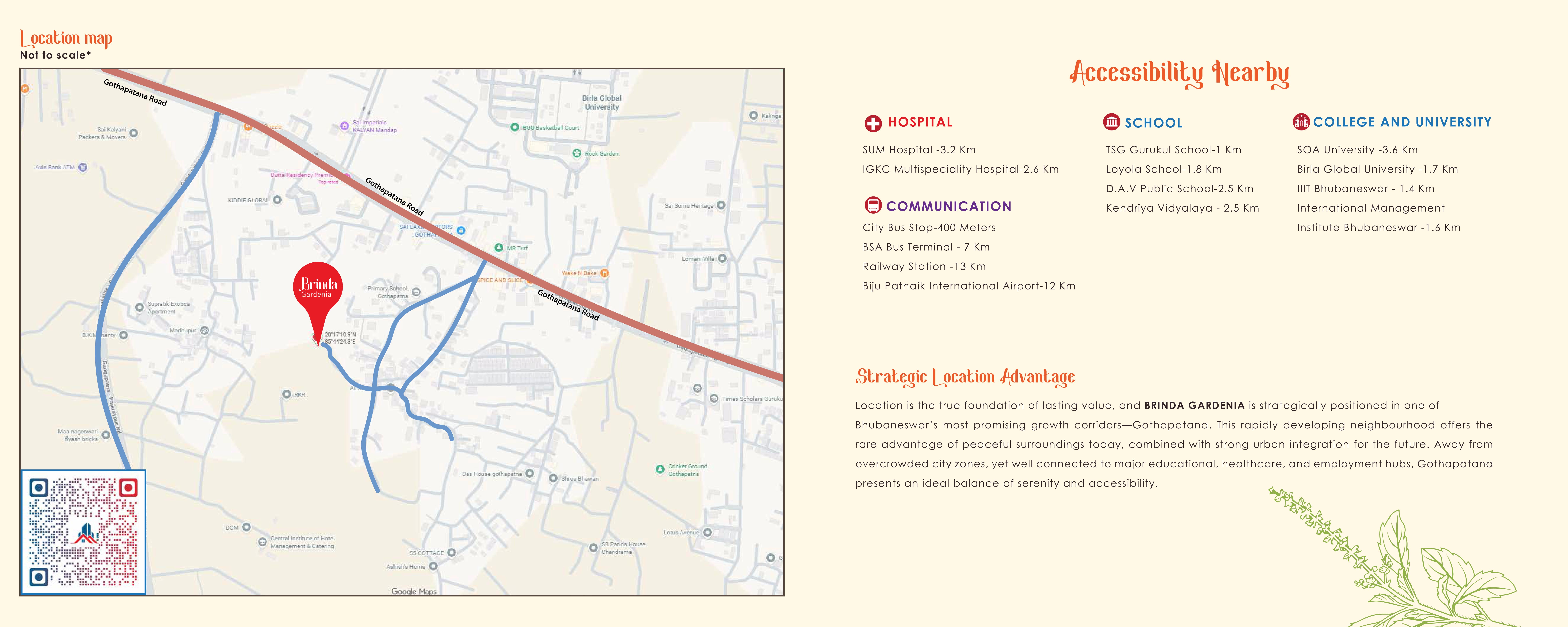 Brinda Gardenia location map showing the Gothapatana Road approach and the project location pin