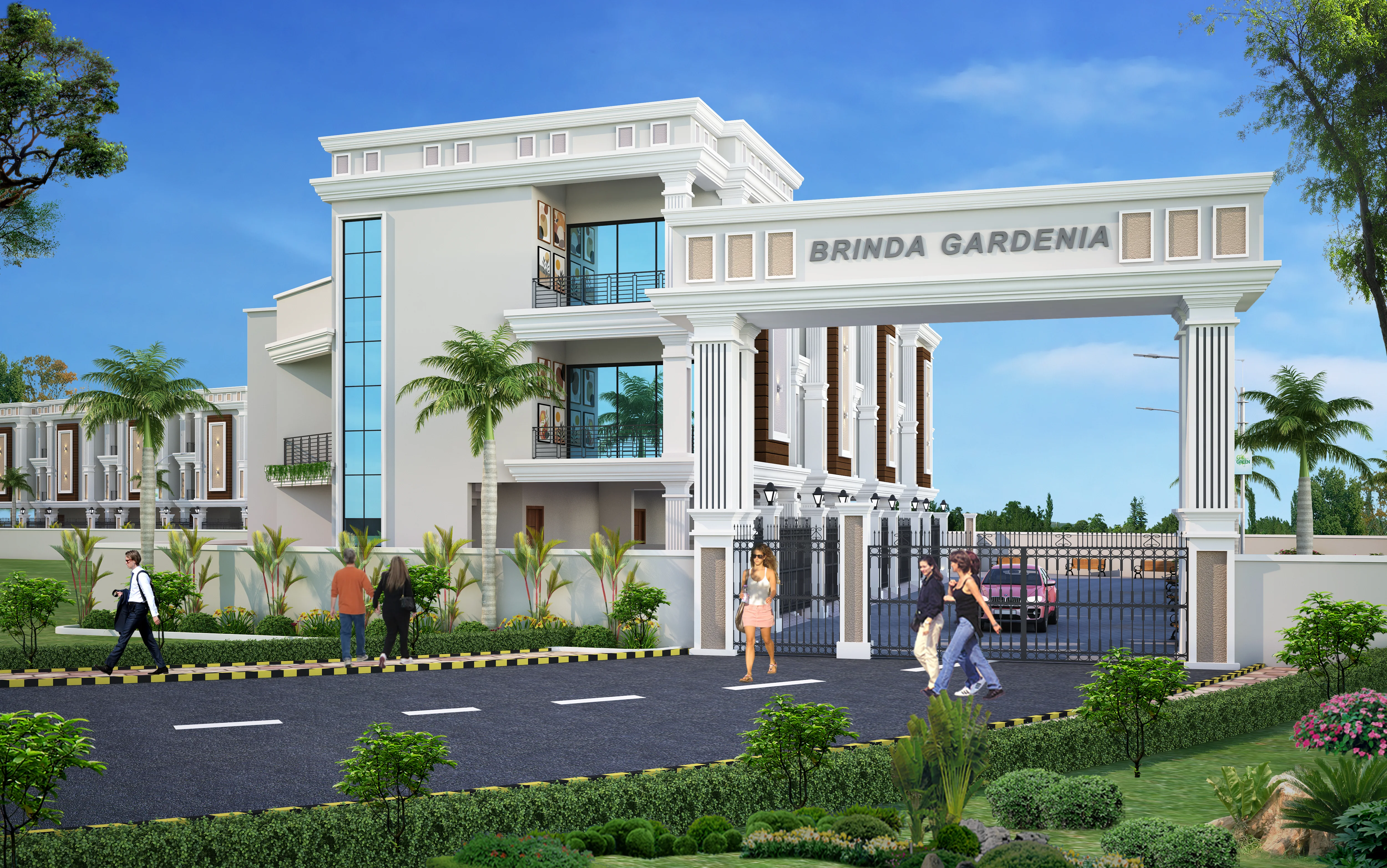 Grand entrance gate at Brinda Gardenia